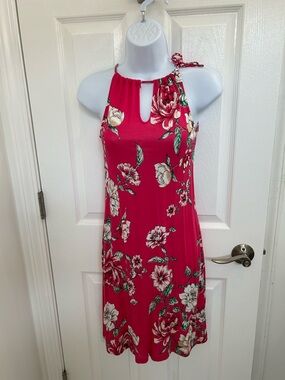 Floral Halter Neck Sundress in Fuchsia